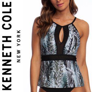 NWT Kenneth Cole Women's Leaf-It-To-Me High Neck Tummy Toner Tankini SZ: Small